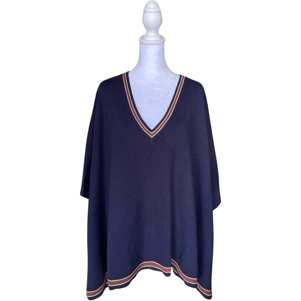 House of Harlow 1960 Navy Blue Poncho Sweater One Size Fits Most